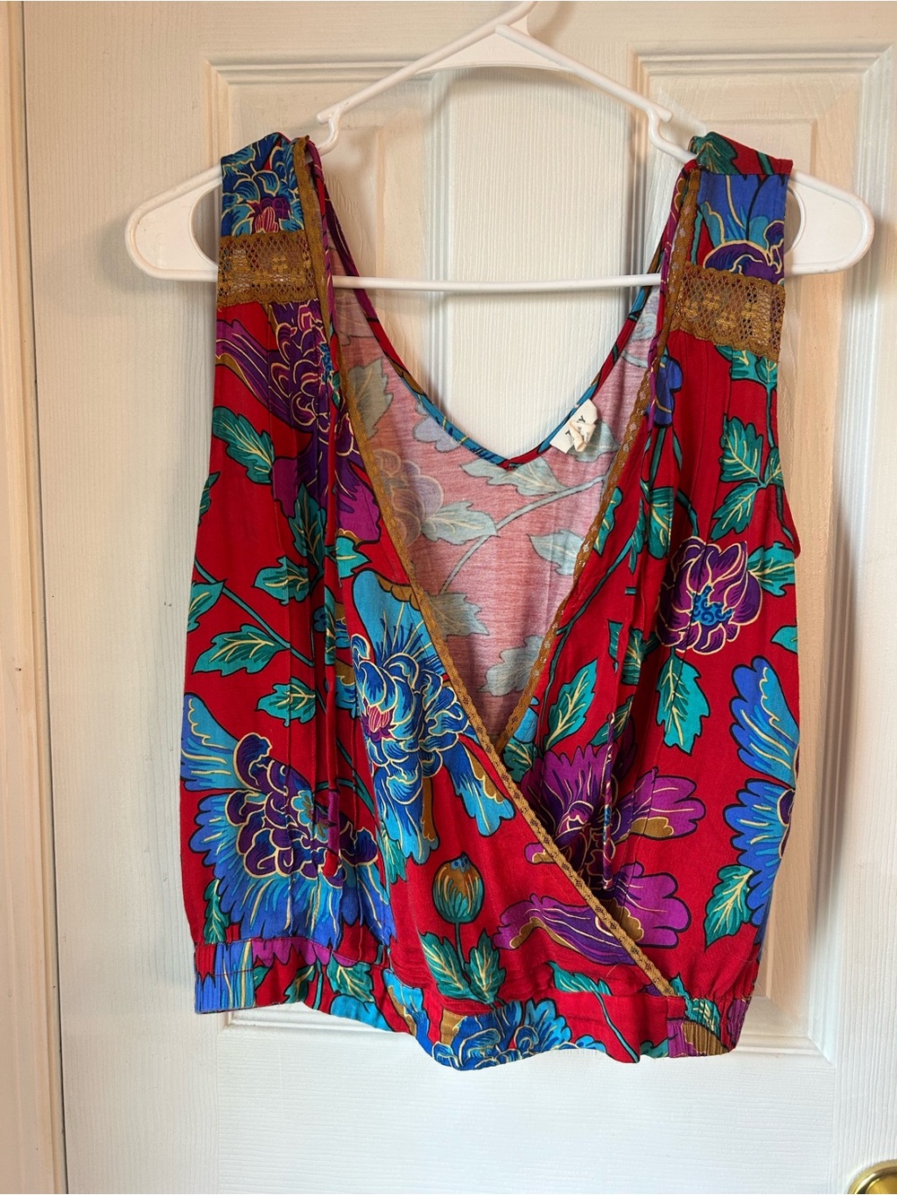 Women’s Tiny for Anthologie Floral Wrap Tank Top - Red with Blue & Purple Print